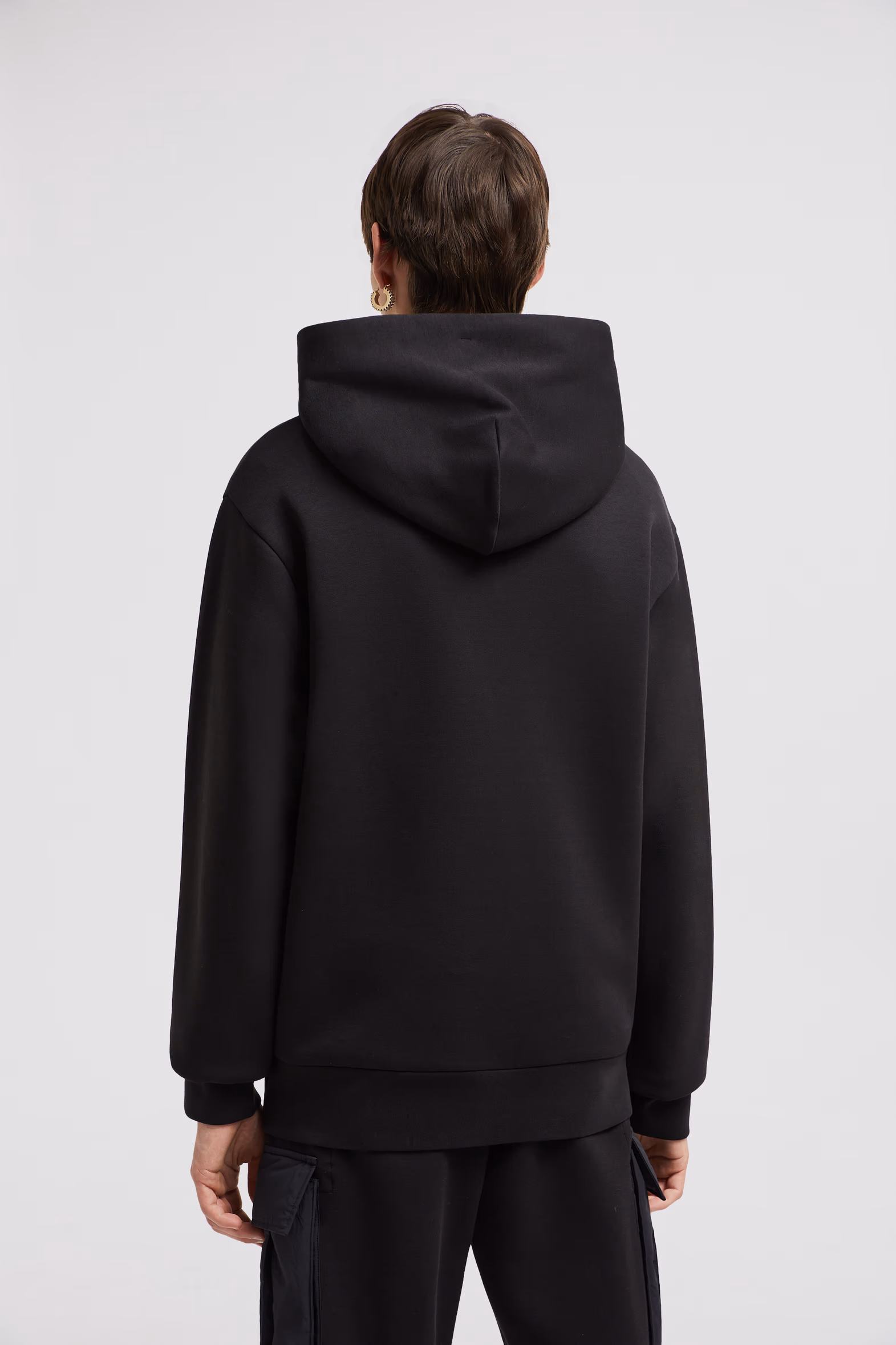 Logo Patch Neoprene Hoodie Men Black Moncler 5